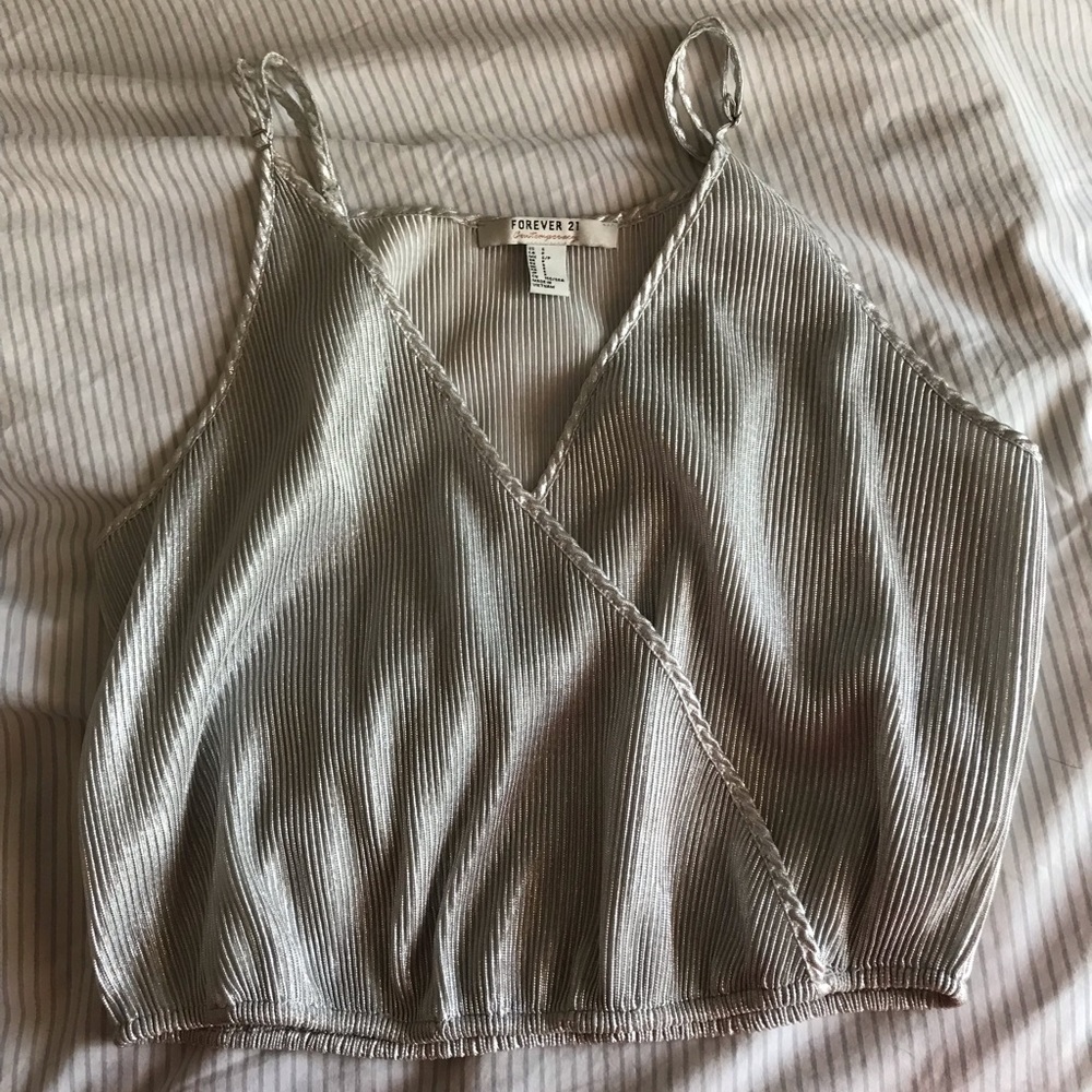 Ribbed Shiny Gray Tank Top